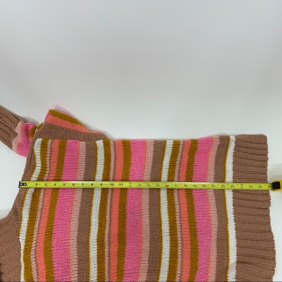 Aerie Oversized Pink Brown Peach White Multi Stripe Chenille Knit Sweater New - Picture 13 of 13